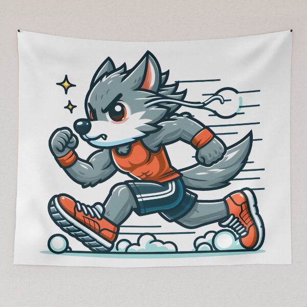 Item preview, Kawaii Energetic Werewolf With Wearing Running Shoes designed and sold by CanvasCutie.