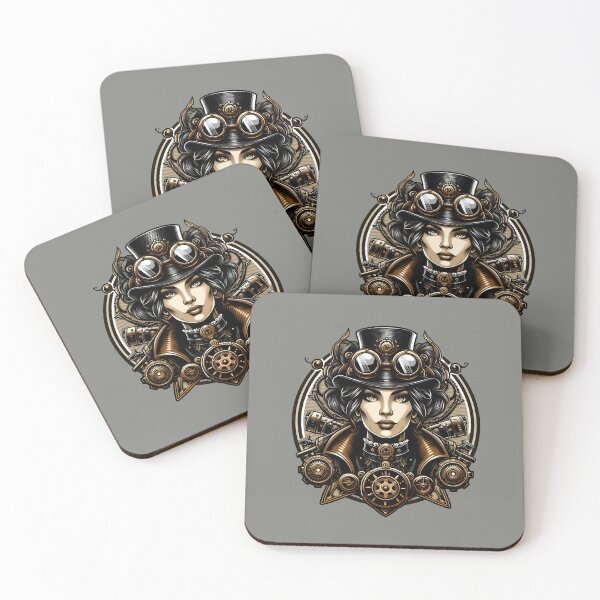 Item preview,  Steampunk Woman Vintage Style (Gray Background) designed and sold by MusesWhispers.