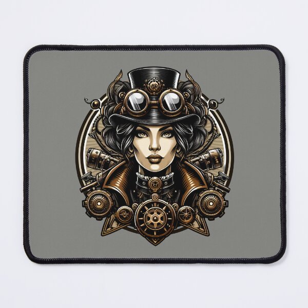 Item preview, Steampunk Woman Vintage Style (Gray Background) designed and sold by MusesWhispers.
