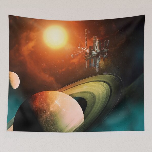 Item preview, Outer Space Saturn And Sun Orbiting Mir Space Station designed and sold by JRRTs.