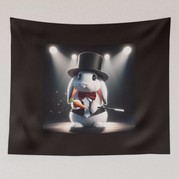 Item preview, White rabbit with shiny black eyes and long ears, dressed in an elegant black tuxedo designed and sold by AndreaMart.