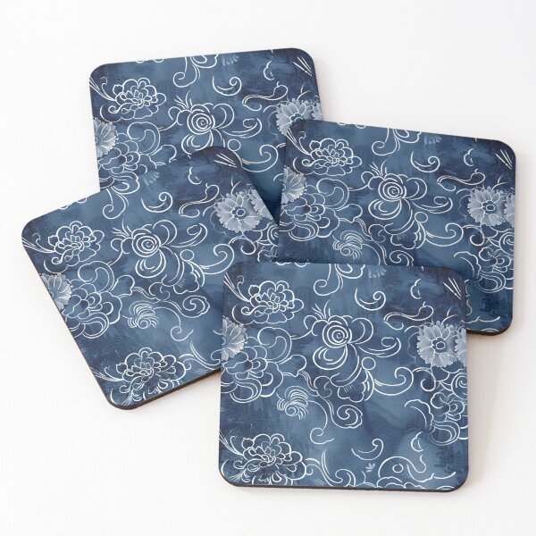 Item preview, Enchanting Blue Japanese Retro Floral Artwork designed and sold by Philipe3d.