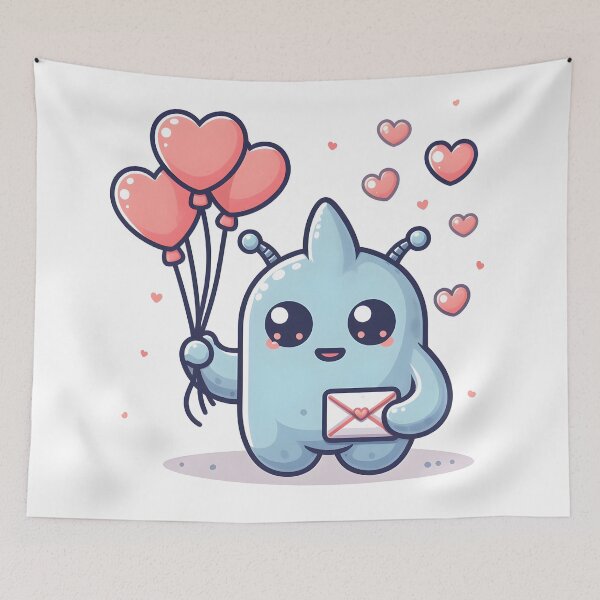 Item preview, Kawaii Kawaii Golem With Heart-Shaped Balloons designed and sold by CanvasCutie.