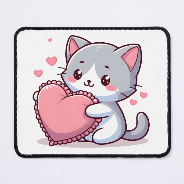 Item preview, Kawaii Kitten With Heart-Shaped Pillow designed and sold by CanvasCutie.