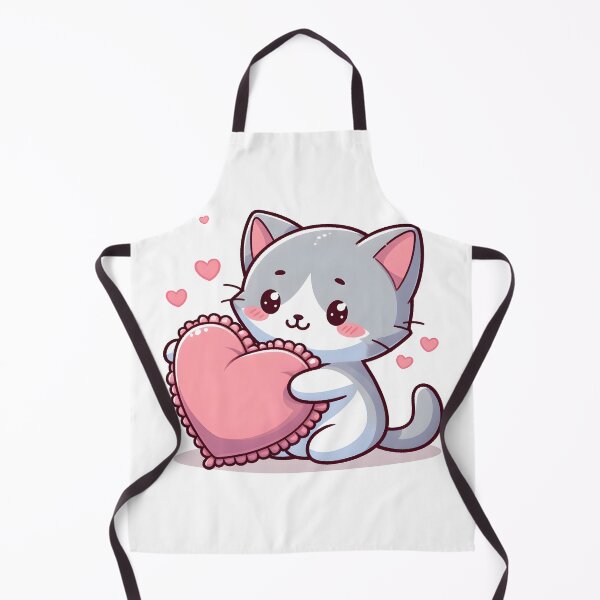 Item preview, Kawaii Kitten With Heart-Shaped Pillow designed and sold by CanvasCutie.