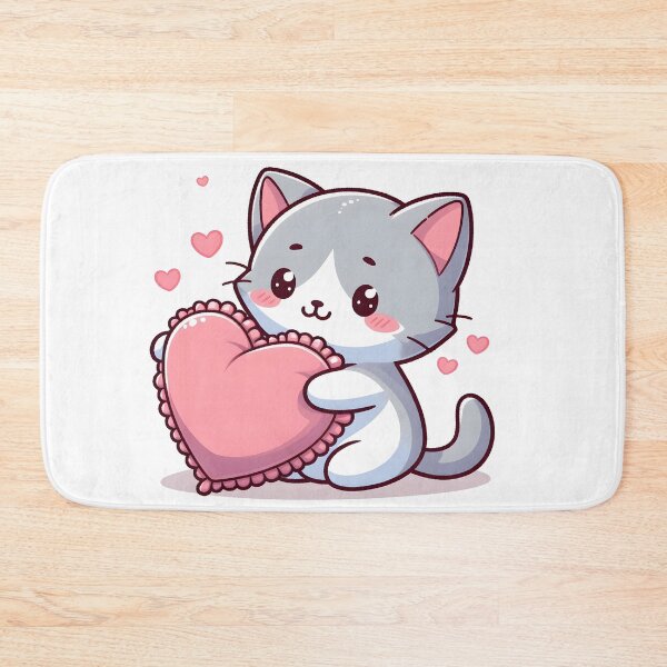 Item preview, Kawaii Kitten With Heart-Shaped Pillow designed and sold by CanvasCutie.
