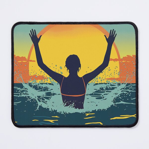 Item preview, Woman in the water – retro sunset 4 designed and sold by Wildflow Creations.
