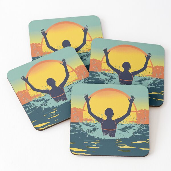 Item preview, Woman in the water – retro sunset 4 designed and sold by Wildflow Creations.