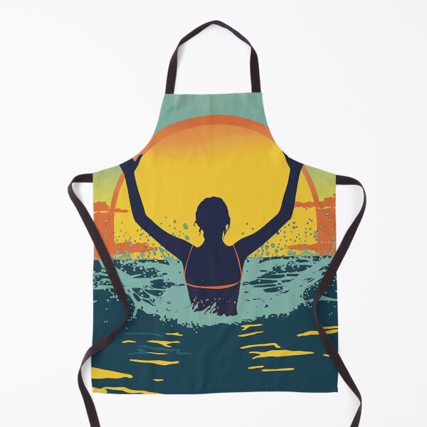 Item preview, Woman in the water – retro sunset 4 designed and sold by Wildflow Creations.