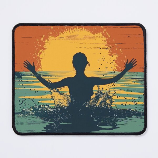 Item preview, Woman in the water – retro sunset 5 designed and sold by Wildflow Creations.