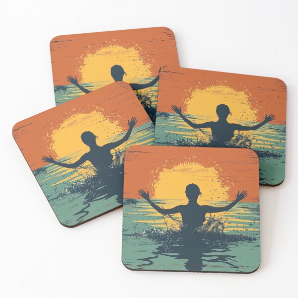 Item preview, Woman in the water – retro sunset 5 designed and sold by Wildflow Creations.
