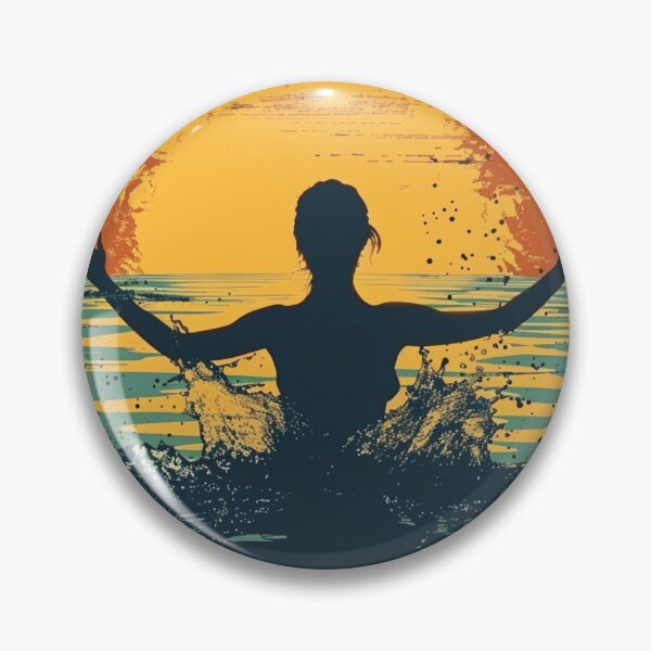 Item preview, Woman in the water – retro sunset 5 designed and sold by Wildflow Creations.