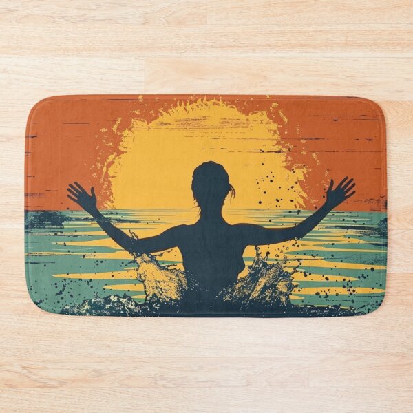 Item preview, Woman in the water – retro sunset 5 designed and sold by Wildflow Creations.