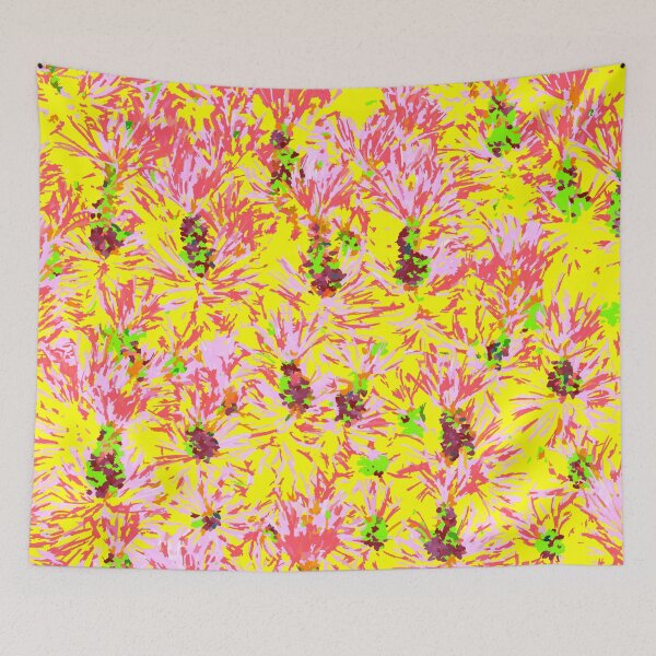 Item preview, The Pink Pine Needles with New Grown Pine Pollen  on Yellow designed and sold by IraNiva.