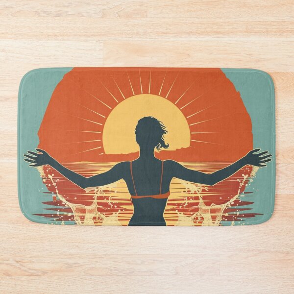 Item preview, Woman in the water splashing – retro sunset 6 designed and sold by Wildflow Creations.