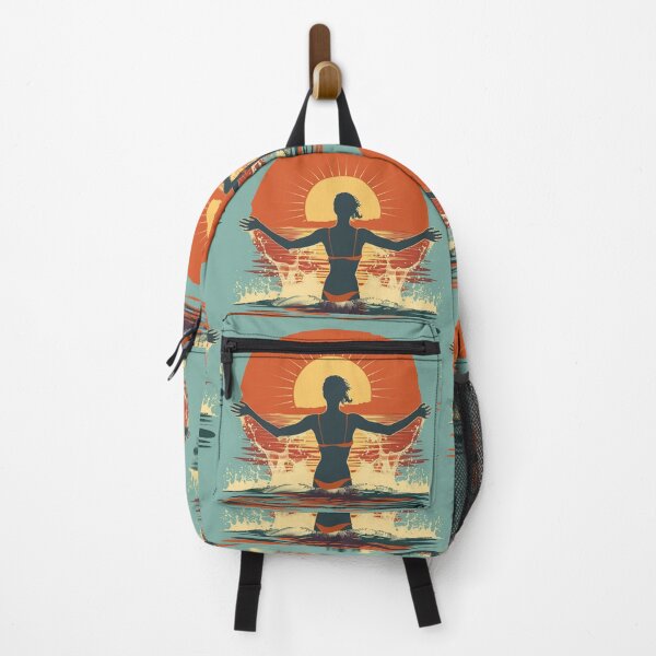 Item preview, Woman in the water splashing – retro sunset 6 designed and sold by Wildflow Creations.