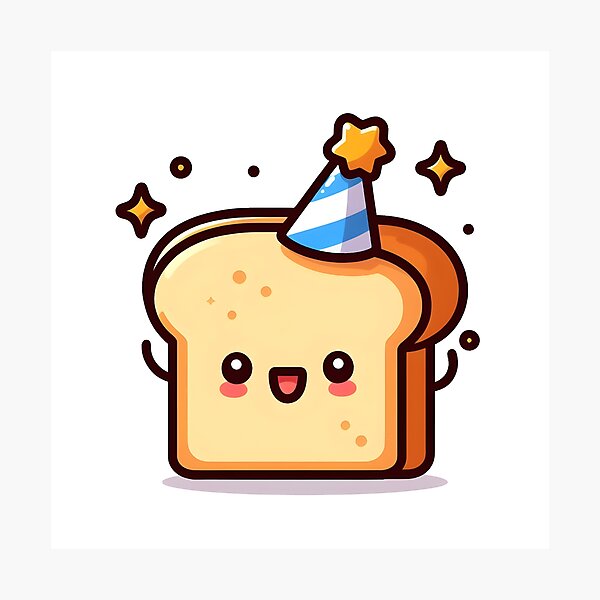 Item preview, Kawaii Toast With Party Hat designed and sold by CanvasCutie.