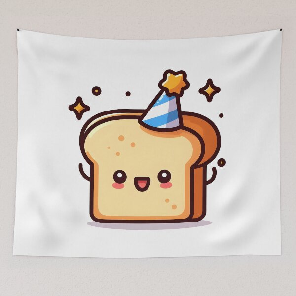 Item preview, Kawaii Toast With Party Hat designed and sold by CanvasCutie.