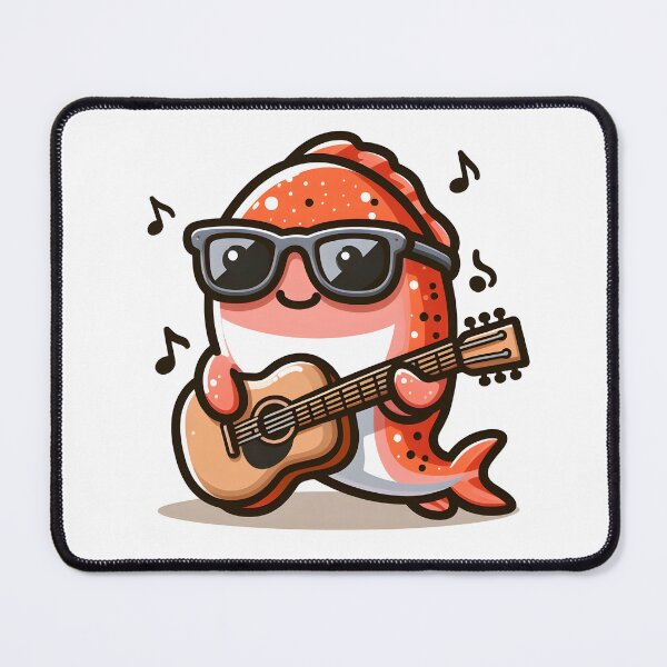 Item preview, Kawaii Salmon With Sunglasses Playing Guitar designed and sold by CanvasCutie.