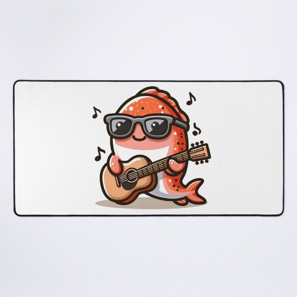 Item preview, Kawaii Salmon With Sunglasses Playing Guitar designed and sold by CanvasCutie.