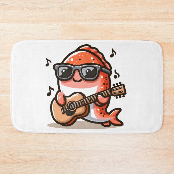 Item preview, Kawaii Salmon With Sunglasses Playing Guitar designed and sold by CanvasCutie.
