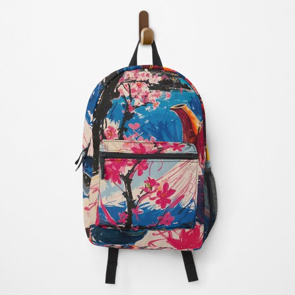 Item preview, Abstract Japanese Artwork - Cherry blossoms, Mount Fuji and a Traditional Teapot designed and sold by feether-store.