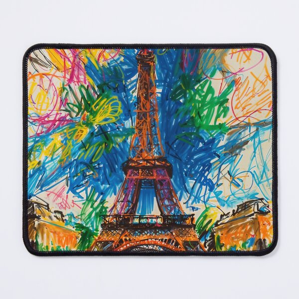 Item preview, Abstract French Artwork - Eiffel Tower and Croissants designed and sold by feether-store.