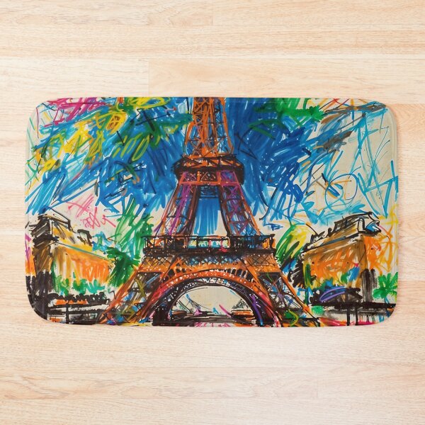 Item preview, Abstract French Artwork - Eiffel Tower and Croissants  designed and sold by feether-store.