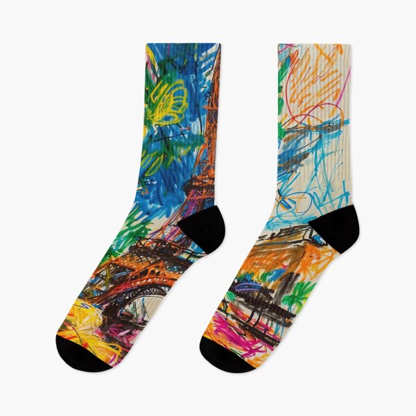 Item preview, Abstract French Artwork - Eiffel Tower and Croissants  designed and sold by feether-store.