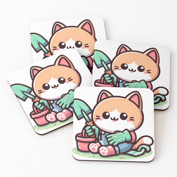 Item preview, Kawaii Cat With Gardening Gloves designed and sold by CanvasCutie.
