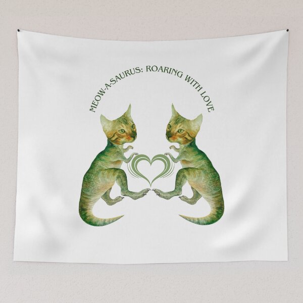 Item preview, Meow-a-saurus: Roaring with Love - A Vintage Dino Couple Delight designed and sold by GorinART.