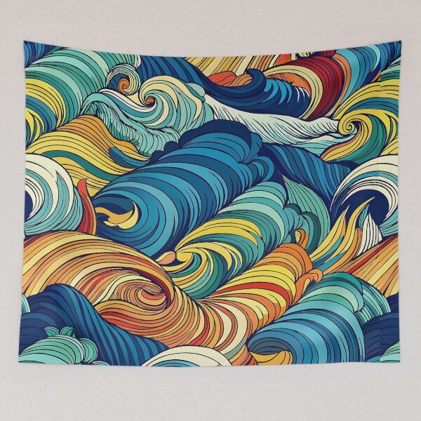 Item preview, Colorful Abstract Swirling Waves Illustration designed and sold by Rostislav Bouda.