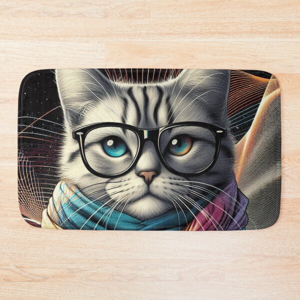 Item preview, Whiskered Chic: Cat in Scarf and Glasses designed and sold by TDKCustoms.