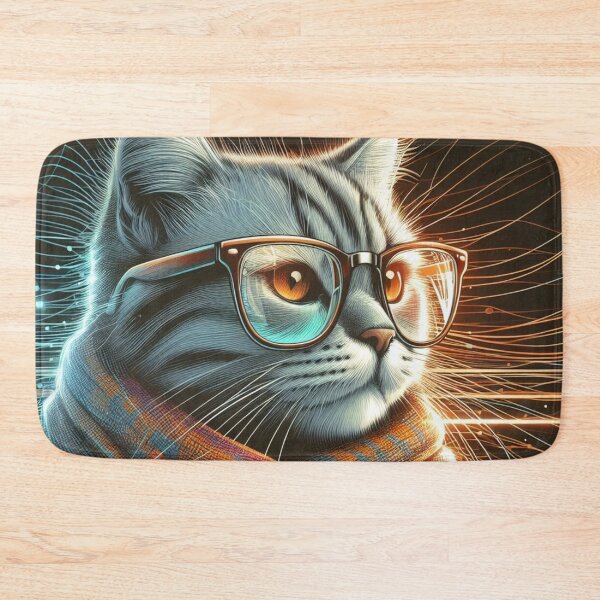 Item preview, Meowvelous Elegance: Cat in Scarf and Glasses designed and sold by TDKCustoms.