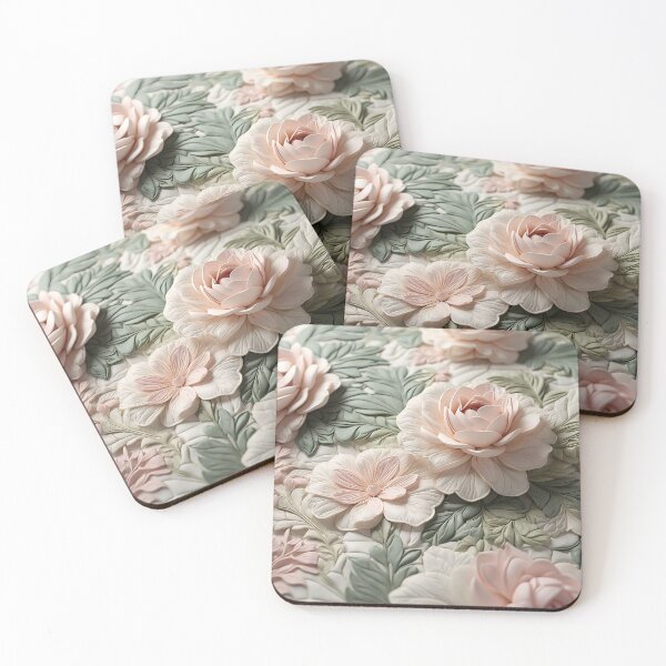 Item preview, Elegant Blossom Emboss: Serene Quilted Floral Tapestry designed and sold by ArtComixHaven.