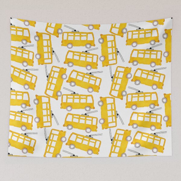 Item preview, Watercolor yellow toy bus  designed and sold by VadimFromm.