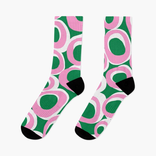 Item preview, Retro Mid Century Modern 70s Pattern in Green and Pink designed and sold by Deutschic.