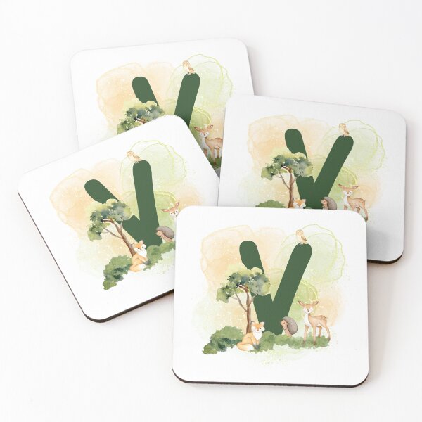 Item preview, Woodland animals series Letter V designed and sold by Tiffany Glassco.