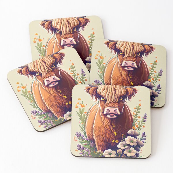 Item preview, Highland Cow in Wildflowers designed and sold by LianaCreates.