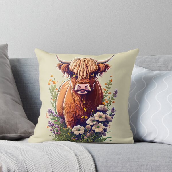 Item preview, Highland Cow in Wildflowers designed and sold by LianaCreates.
