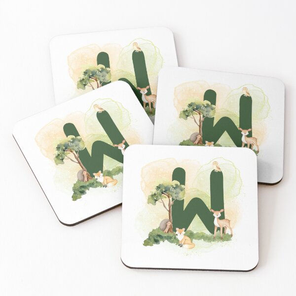Item preview, Woodland animal series Letter W designed and sold by Tiffany Glassco.