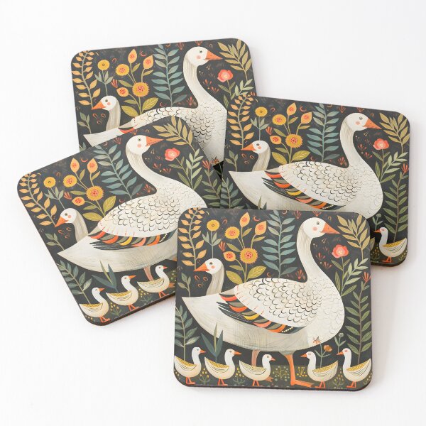 Item preview, Mother goose with little geese folk art designed and sold by Folksy Living.