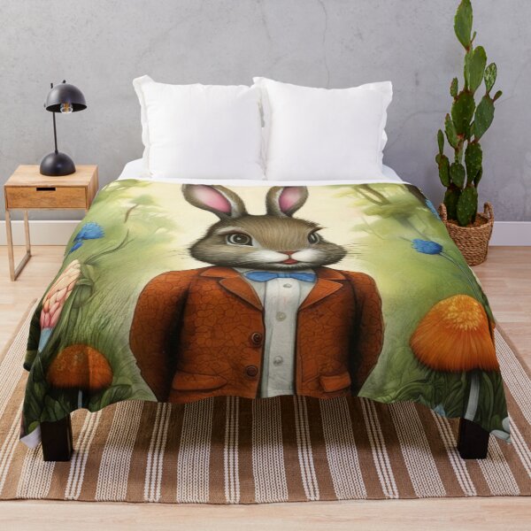 Item preview, Cute fluffy bunny rabbit in a suit on a spring walk. A small Art Deco portrait. designed and sold by SaraSumi.