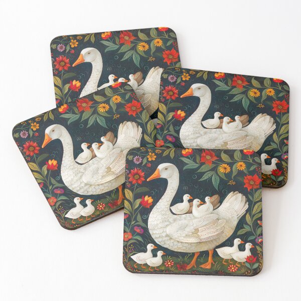 Item preview, Mother goose with little geese folk art 3 designed and sold by Folksy Living.