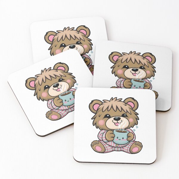Item preview, cartoons adorable bear with a cup of coffee designed and sold by brokenpones.