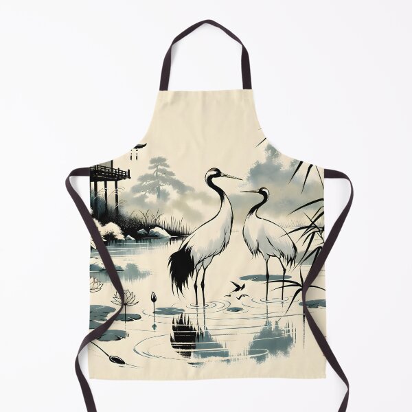 Item preview, Crane in a Pond, Japanese Art Style designed and sold by ParenthoodPuns.
