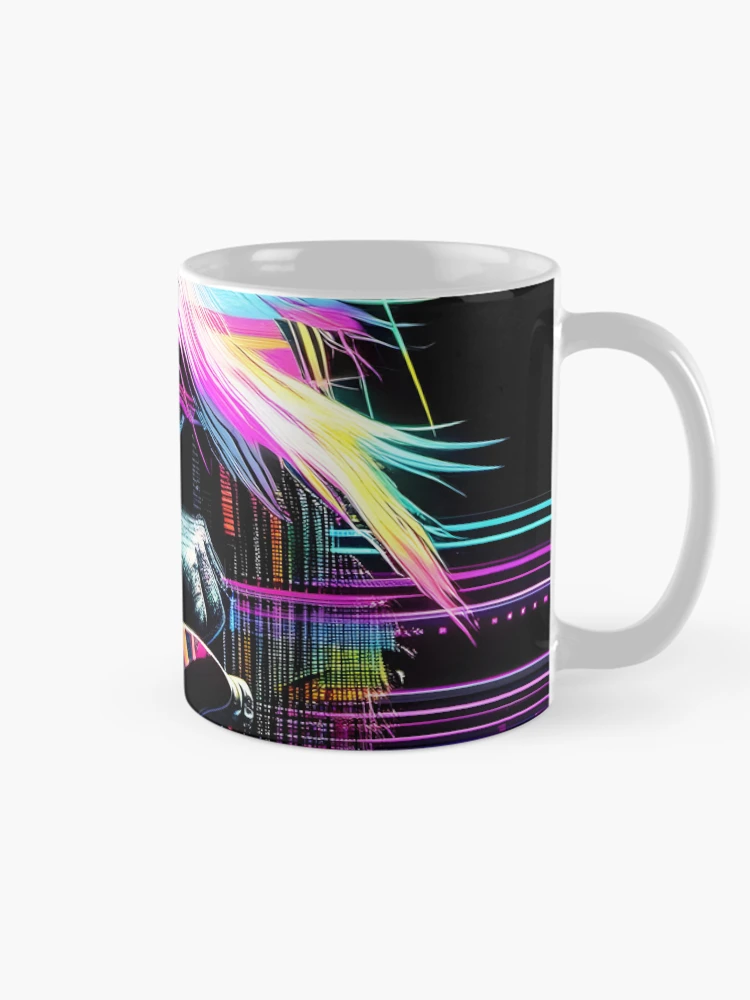 Thumbnail 3 of 6, Coffee Mug, Neon Riffs in Digital Rifts designed and sold by ramboe.