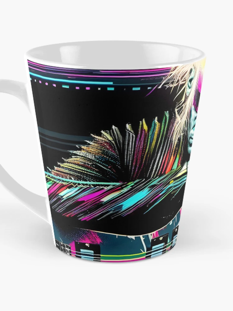 Thumbnail 3 of 4, Coffee Mug, Neon Riffs in Digital Rifts designed and sold by ramboe.