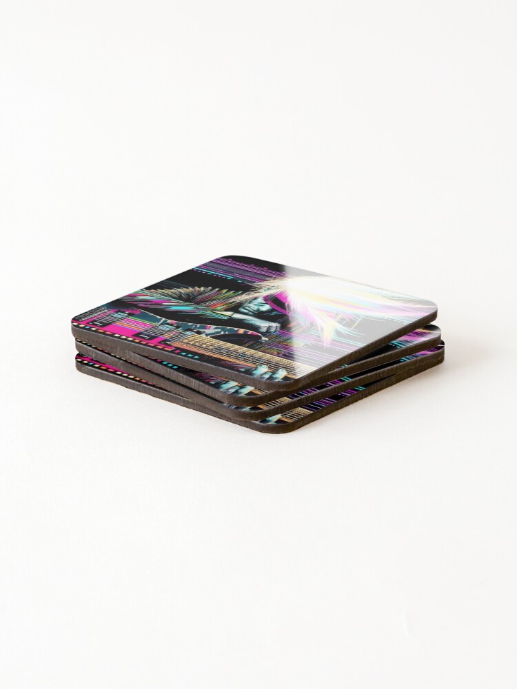 Thumbnail 4 of 5, Coasters (Set of 4), Neon Riffs in Digital Rifts designed and sold by ramboe.