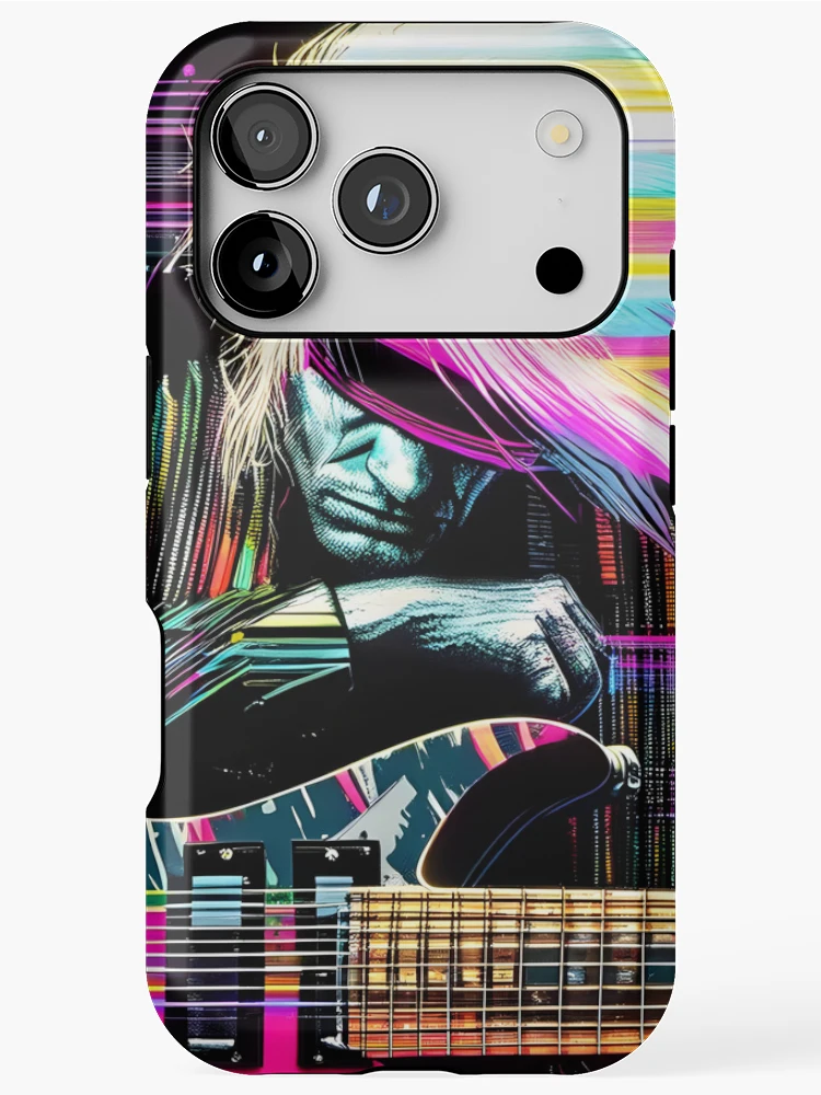 Thumbnail 1 of 4, iPhone Case, Neon Riffs in Digital Rifts designed and sold by ramboe.
